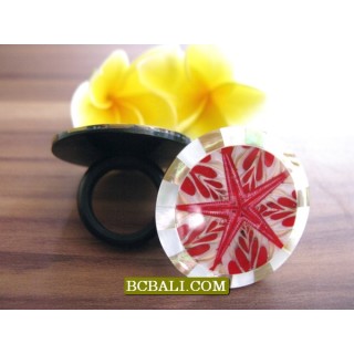 Balinese Seashells Finger Rings Resin Motif 